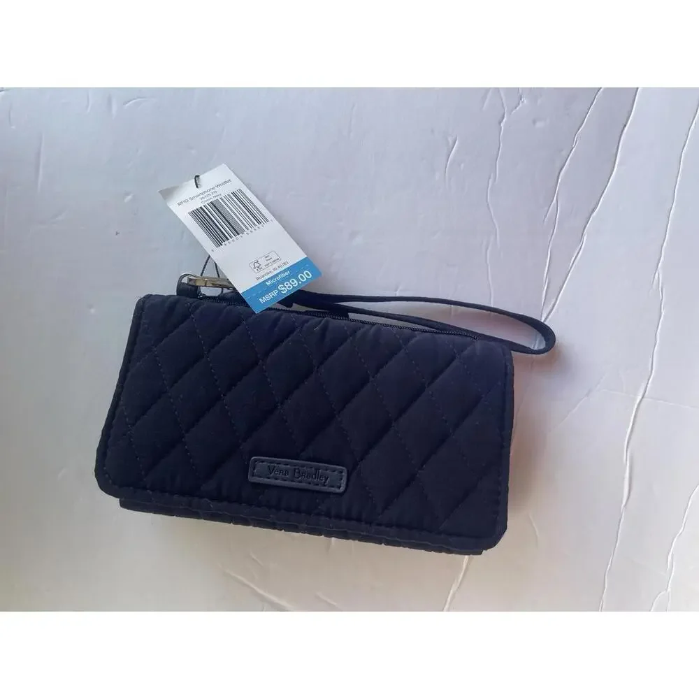 Vera Bradley Navy Floral Quilted RFID Smartphone Wristlet Wallet NWT $89 - Picture 9 of 9